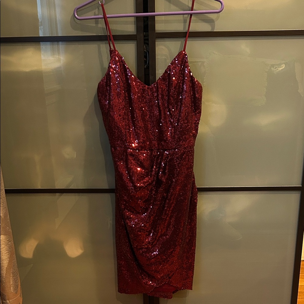 Lulu's Sparkling Red Sequin Mini Dress